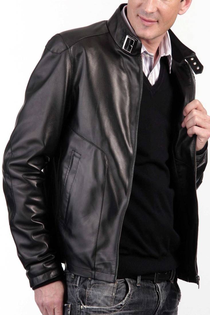Men's genuine lambskin leather jacket leather moto men's slim fit leather jacket-cl-m240