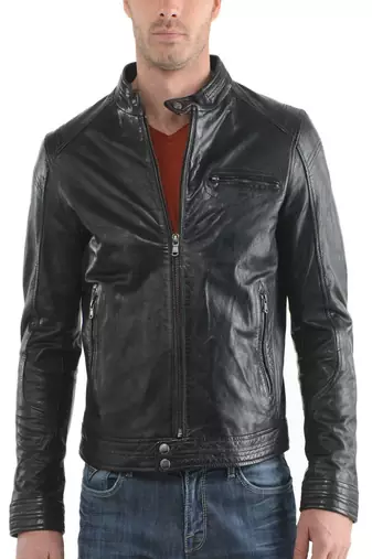 men's genuine lambskin leather biker jacket classic zip up style superior