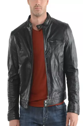 men's genuine lambskin leather biker jacket classic zip up style superior