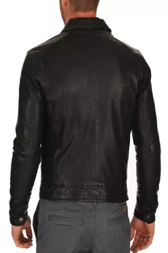 men's genuine lambskin leather biker jacket classic zip up style refined
