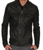 men's genuine lambskin leather biker jacket classic zip up style refined