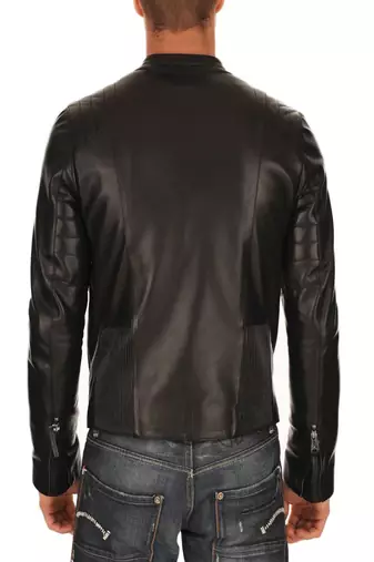men's genuine lambskin leather biker jacket classic zip up style elegant