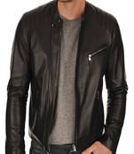 men's genuine lambskin leather biker jacket classic zip up style elegant