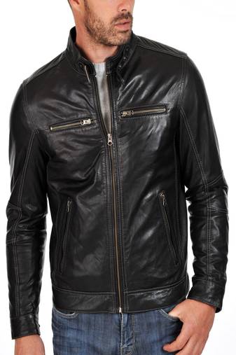 Men's genuine lambskin leather jacket leather moto men's slim fit leather jacket-cl-m244