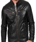 men's genuine lambskin leather biker jacket classic zip up style sophisticated