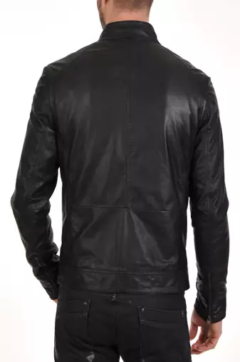 men's genuine lambskin leather biker jacket classic zip up style classic