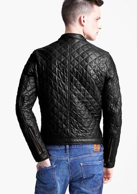 men's lambskin leather jacket quilted design 2