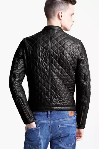men's lambskin leather jacket quilted design