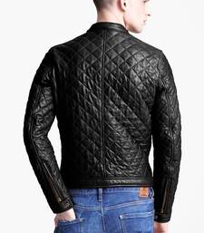 Men's genuine lambskin leather jacket full quilted style  men's leather jacket-cl-m246