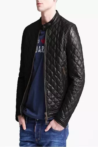 men's lambskin leather jacket quilted design