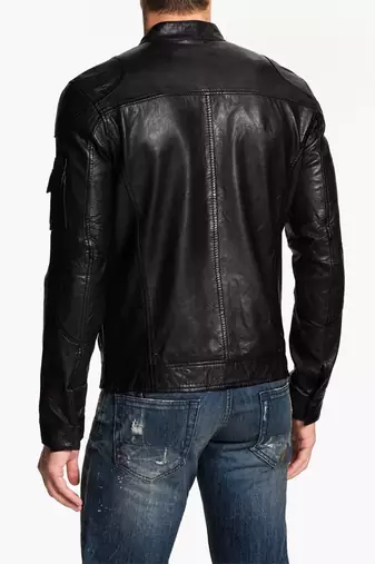 men's genuine lambskin leather biker jacket classic zip up style versatile