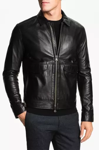 men's genuine lambskin leather biker jacket classic zip up style versatile