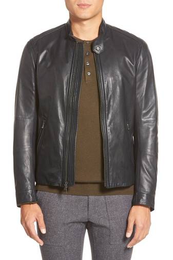 Men's genuine lambskin leather jacket leather moto men's slim fit leather jacket-cl-m248