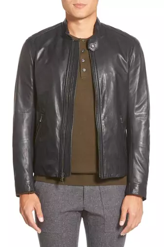 men's genuine lambskin leather biker jacket classic zip up style timeless