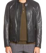 men's genuine lambskin leather biker jacket classic zip up style timeless