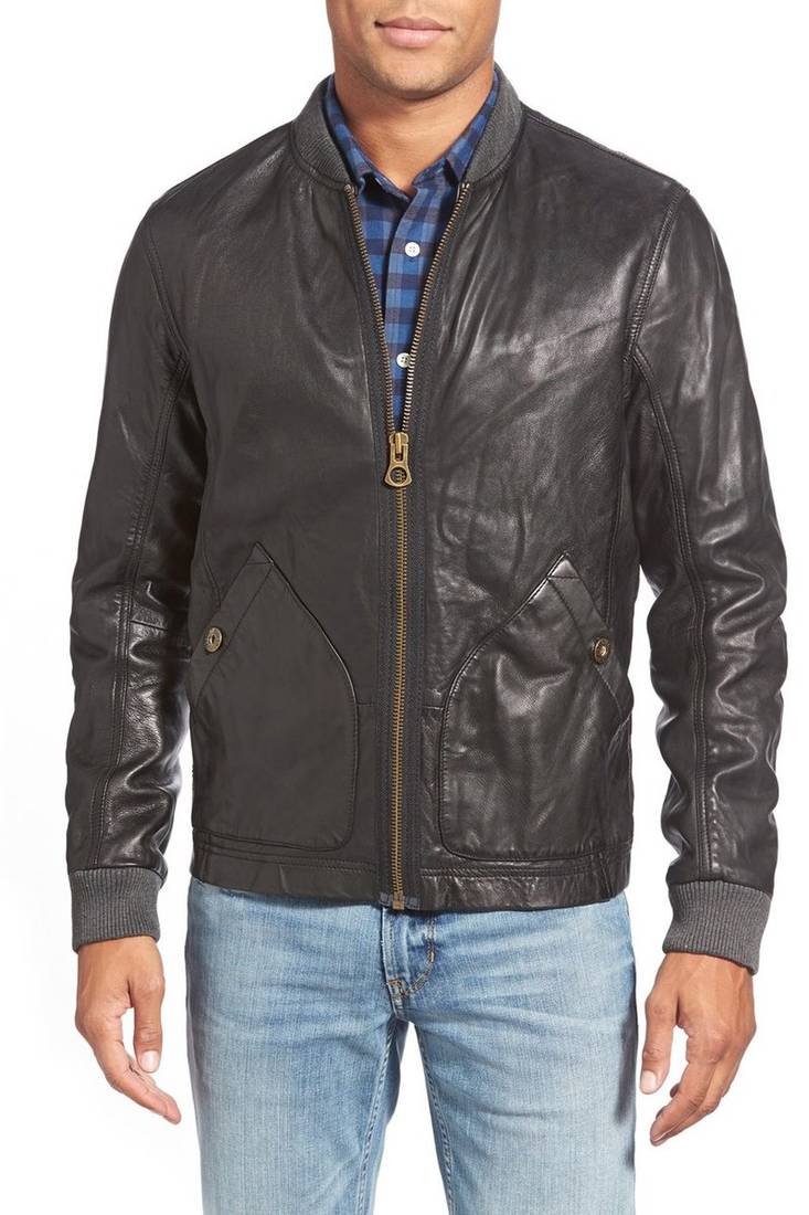Men's genuine lambskin leather jacket leather moto men's slim fit leather jacket-cl-m249