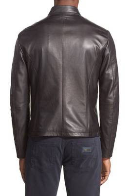 men's genuine lambskin leather biker jacket classic zip up style luxury 2