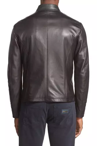 men's genuine lambskin leather biker jacket classic zip up style luxury