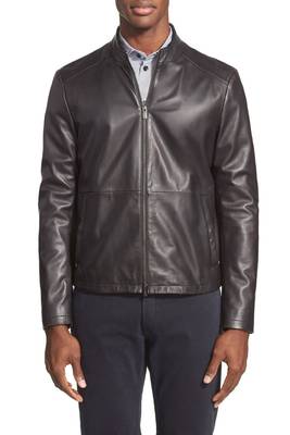 men's genuine lambskin leather biker jacket classic zip up style luxury 1