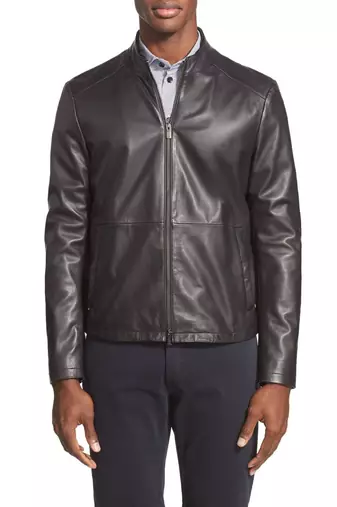 men's genuine lambskin leather biker jacket classic zip up style luxury
