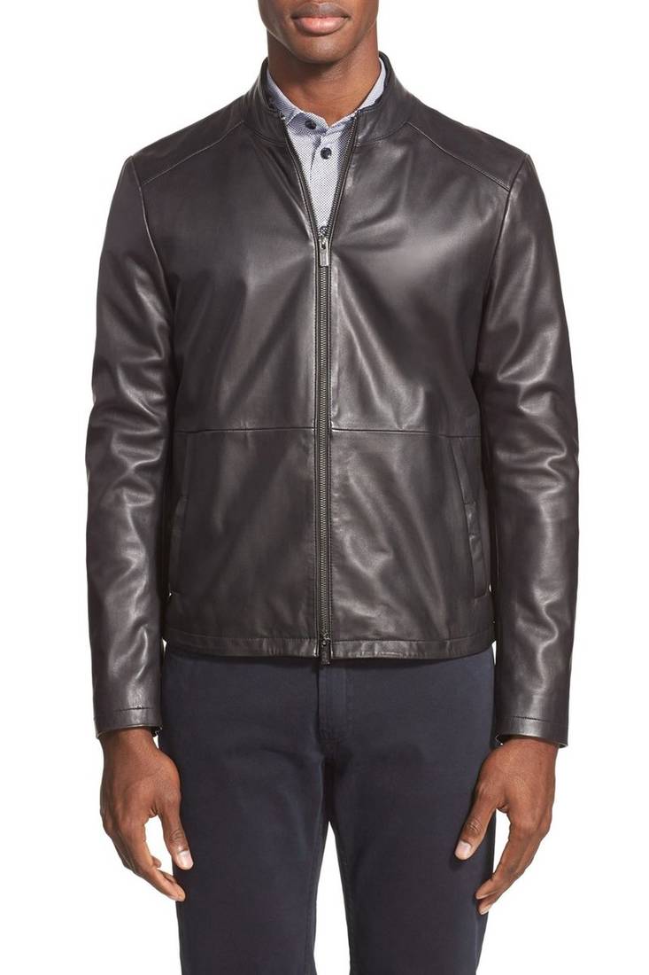 Men's genuine lambskin leather jacket leather moto men's slim fit leather jacket-cl-m250