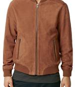 Men's genuine lambskin leather jacket  rib  men's  suede leather jacket-cl-m251