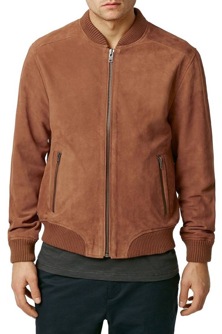 Men's genuine lambskin leather jacket  rib  men's  suede leather jacket-cl-m251