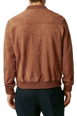 men's genuine suede leather jacket classic zip up style 2