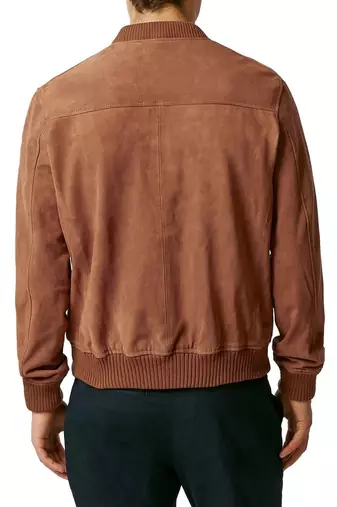men's genuine suede leather jacket classic zip up style