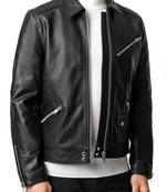 men's genuine lambskin leather biker jacket classic zip up style deluxe