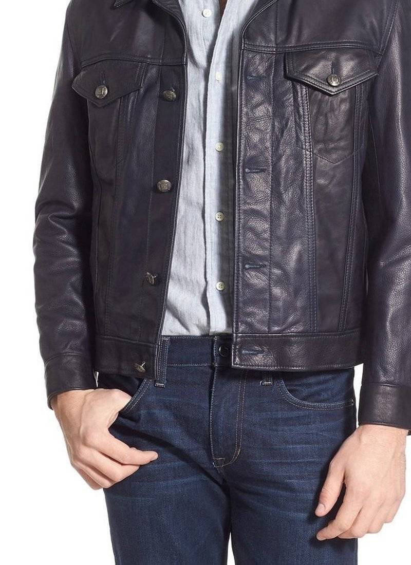Men's genuine lambskin leather jacket leather moto men's slim fit leather jacket-cl-m253
