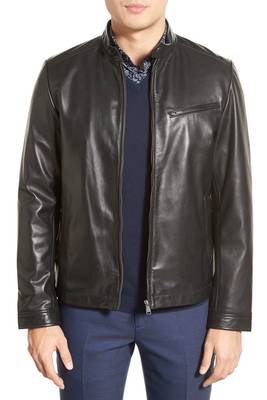 men's genuine lambskin leather biker jacket classic zip up style select 1