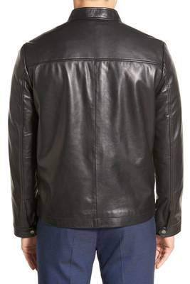 men's genuine lambskin leather biker jacket classic zip up style select 2