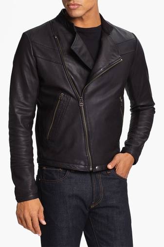 men's genuine lambskin leather biker jacket classic zip up style special