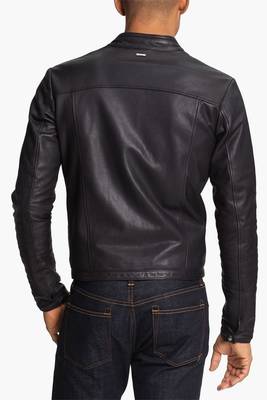 men's genuine lambskin leather biker jacket classic zip up style special 2
