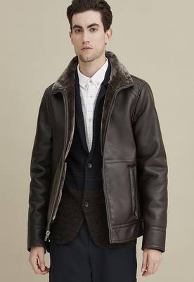 men's genuine lambskin leather jacket luxe fur collar trim 1