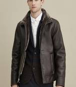 Men's genuine lambskin leather jacket fur collar men's leather jacket cl-m262