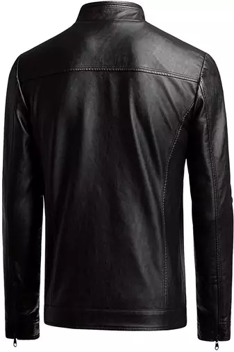 men's black lambskin leather biker jacket classic moto zip style premium top grade