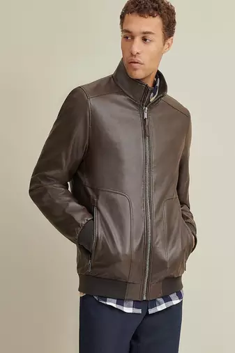 men's genuine lambskin leather biker jacket classic zip up style original
