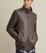 men's genuine lambskin leather biker jacket classic zip up style original