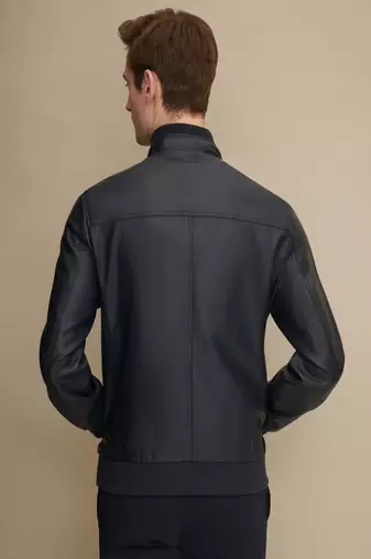 men's genuine lambskin leather biker jacket classic zip up style high quality