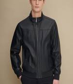 men's genuine lambskin leather biker jacket classic zip up style high quality