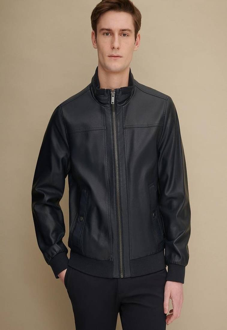 Men's genuine lambskin leather jacket leather moto men's slim fit leather jacket-cl-m266