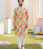 Multi cotton digital print premium designer festive wear kurta trouser set