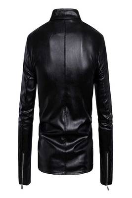 men's genuine lambskin leather biker jacket classic zip up style top grade 2