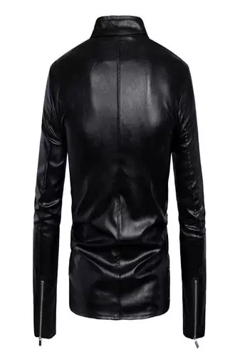 men's genuine lambskin leather biker jacket classic zip up style top grade