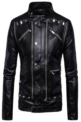 men's genuine lambskin leather biker jacket classic zip up style top grade 1