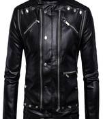 men's genuine lambskin leather biker jacket classic zip up style top grade