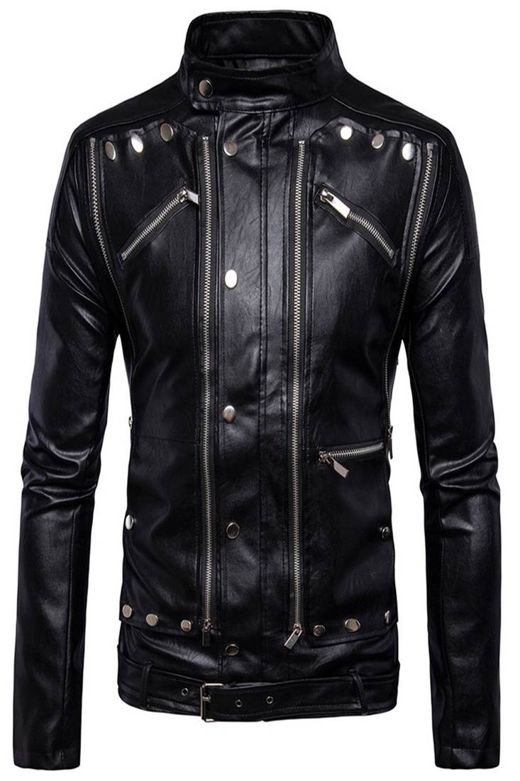 Men's genuine lambskin leather jacket leather moto men's slim fit leather jacket-cl-m267