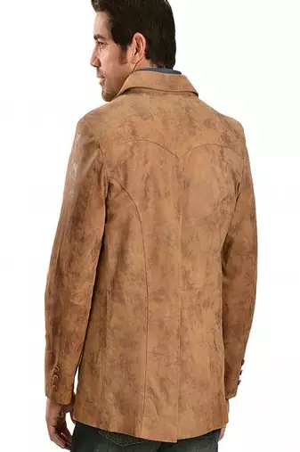 men's brown lambskin leather blazer jacket classic zip up style premium